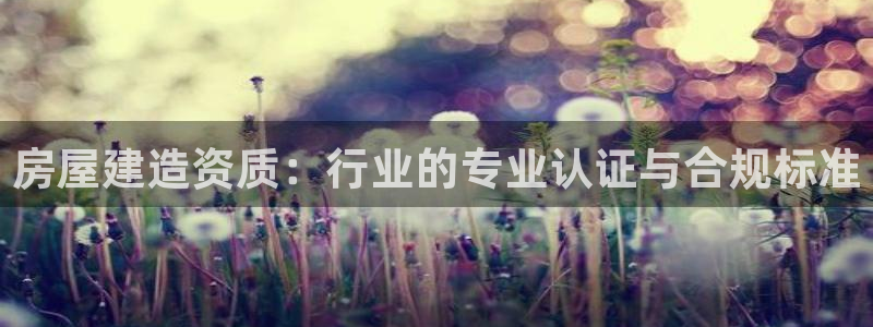 意昂体育3招商：房屋建造资质：行业的专业认证与合规标准